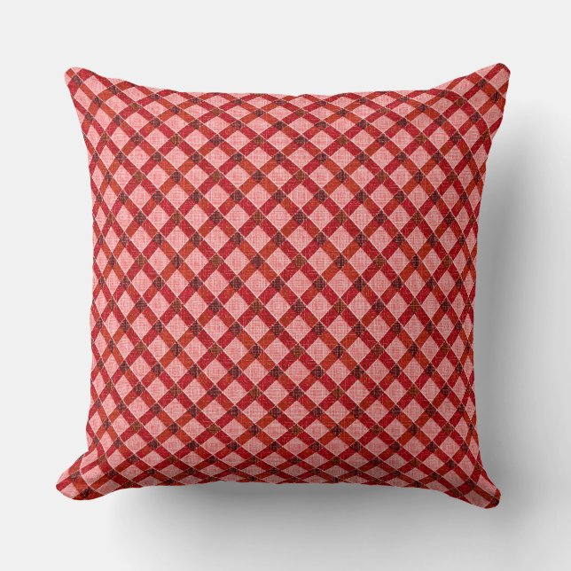 Rosa kor tartan pläderades med lätt råolja kudde (Framsida)
