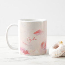 Rosa & korall abstrakt konst målning namn kaffemugg