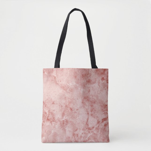 Rosa korall och vit marmor  tygkasse (Framsida)