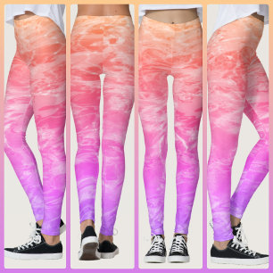 Rosa korall orange lilafärgad tropisk vatten leggings