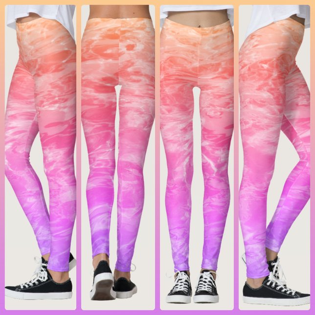 Rosa korall orange lilafärgad tropisk vatten leggings (Skapare uppladdad)