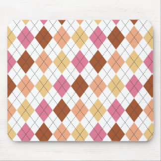 Rosa, korall, persika och brun argyle Preppy Mouse Musmatta