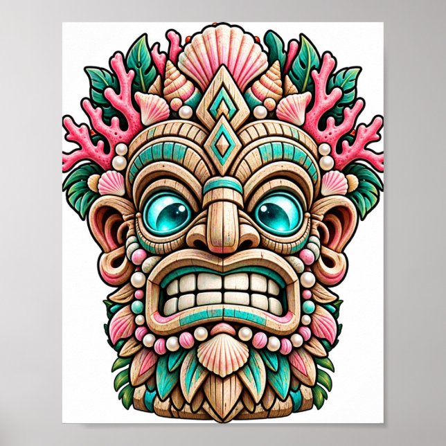 Rosa korall-tiki-plakat poster (Framsidan)