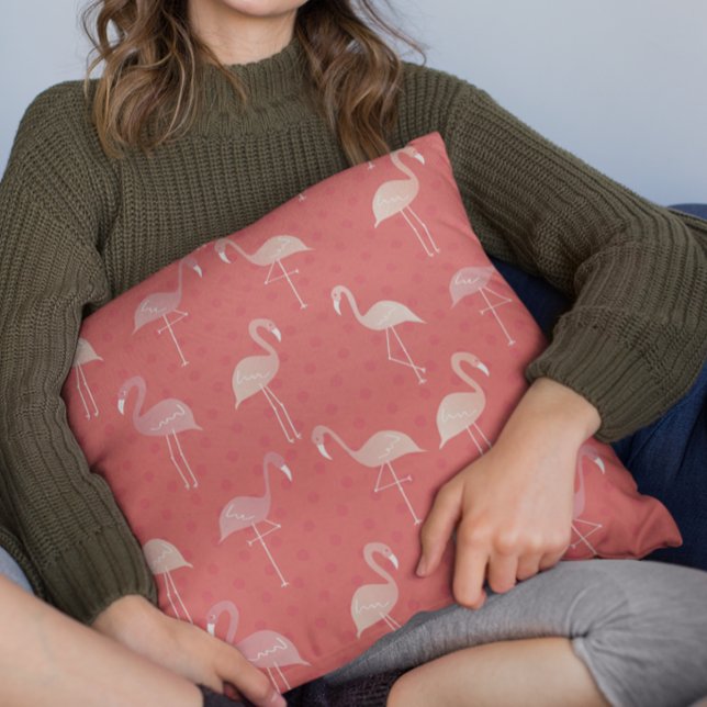 Rosa korallröd flamingo sömlöst mönster kudde (Skapare uppladdad)