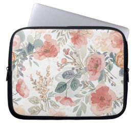 Rosa korallträdgård Blommig akvarellmönster Laptop Fodral