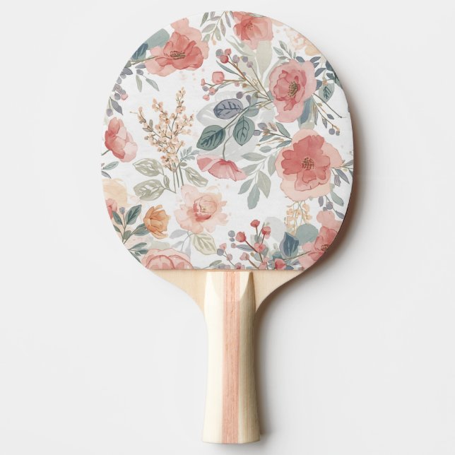 Rosa korallträdgård Blommig akvarellmönster Pingisracket (Framsidan)