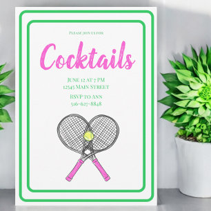 Rosa korsade tenniskracketar cocktailpartyballonge inbjudningar