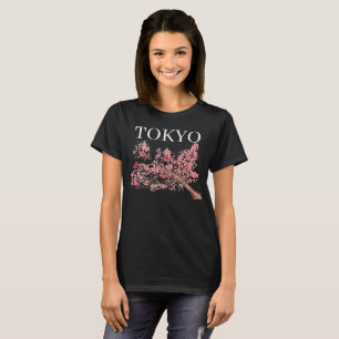 Rosa körsbär, blommar blommor vattenfärgsfärg, ori t shirt