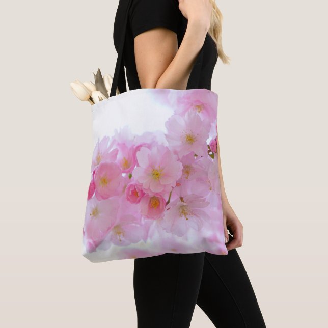Rosa körsbär blommar Sakura blommigt till säck Tygkasse (Närbild)