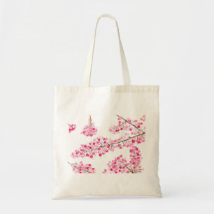 Rosa körsbär blommar sakura vattenfärgsblommigt tygkasse