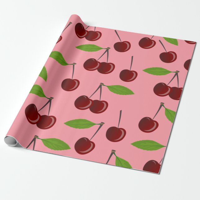 rosa körsbär presentpapper (Utrullad)