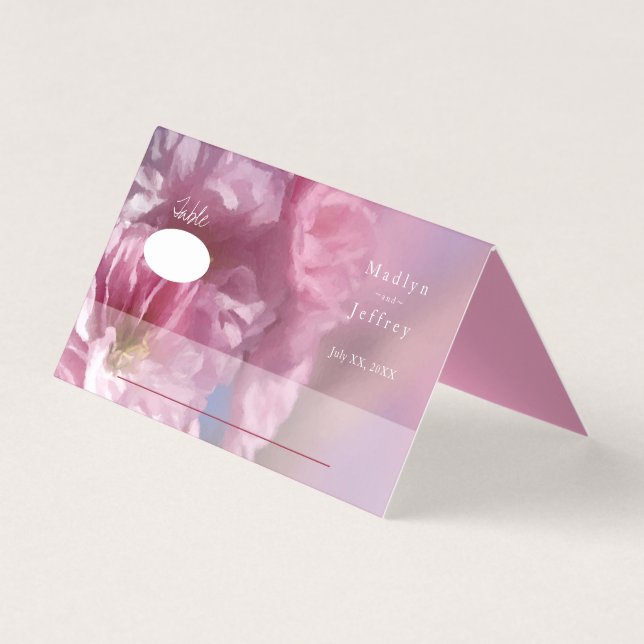 rosa körsbär träd blommar vår bröllop kort (Framsida)