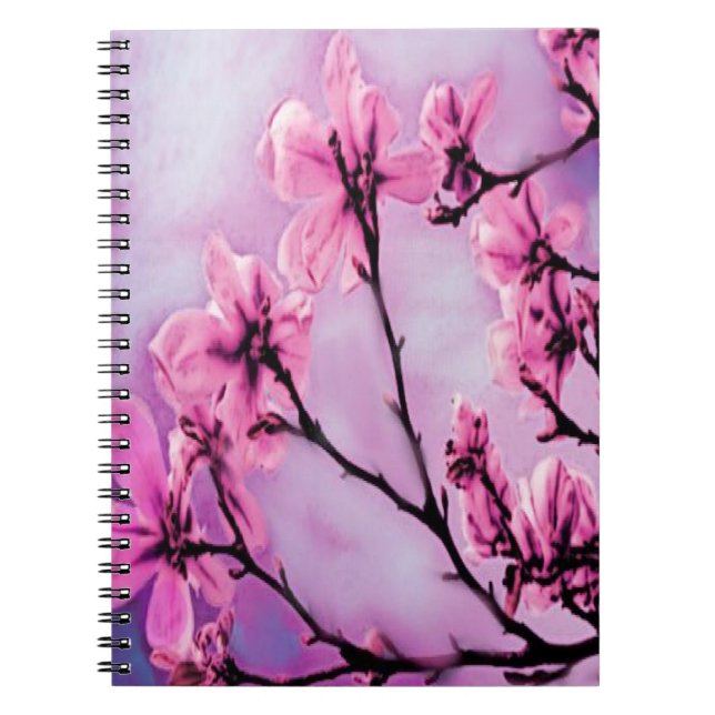 Rosa körsbärblommar anteckningsbok (Framsidan)