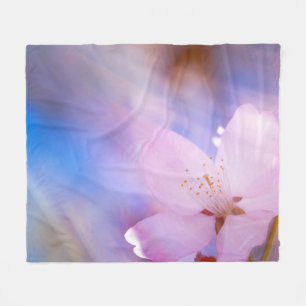 Rosa körsbärsbärs-blommar fleecefilt
