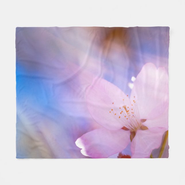 Rosa körsbärsbärs-blommar fleecefilt (Framsidan (Horisontell))