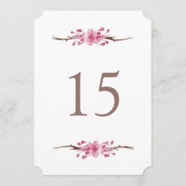 Rosa körsbärsblom. Blommiga bordnummer för bröllop Inbjudningar