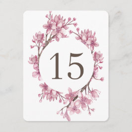 Rosa körsbärsblom. Blommiga bröllopsbordnummer Inbjudningar