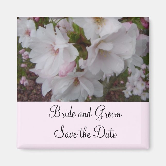 Rosa körsbärsblom Save the Date Magnet (Framsidan)
