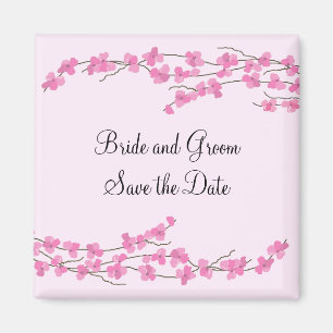 Rosa körsbärsblom Save the Date Magnet