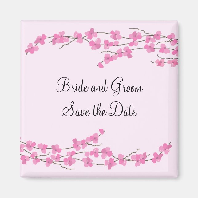Rosa körsbärsblom Save the Date Magnet (Framsidan)