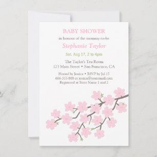 Rosa Körsbärsblom Spring Baby Shower Inbjudningar