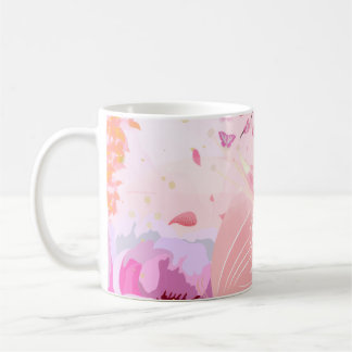 Rosa körsbärsblomfjärilskopp | Blommig vår Kaffemugg