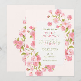 Rosa körsbärsblomma blommar inbjudningar