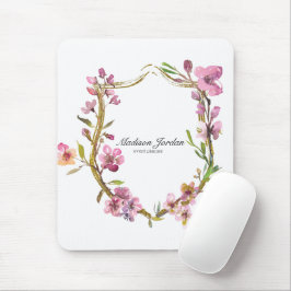 Rosa körsbärsblommande blommig musmatta
