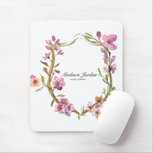 Rosa körsbärsblommande blommig musmatta
