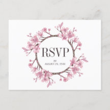 Rosa körsbärsblommande blomsterkrans Bröllop RSVP