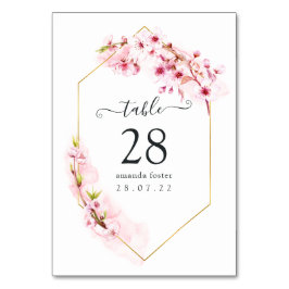 Rosa körsbärsblommas geometriska Quinceañera Bordsnummer