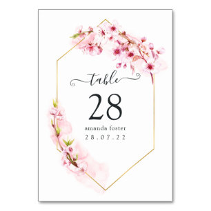 Rosa körsbärsblommas geometriska Quinceañera Bordsnummer