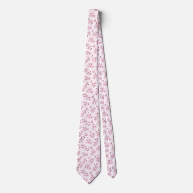 Rosa körsbärsblommig sömlös blommig mönster slips (Framsida)