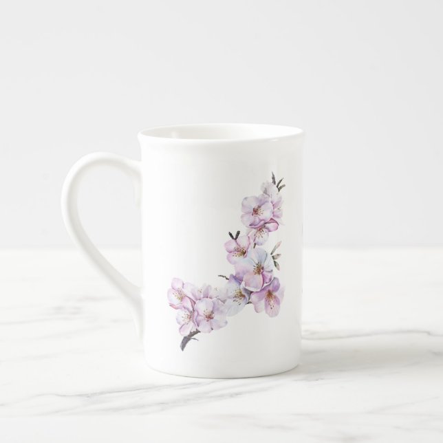 Rosa körsbärsblommor benporslin mugg (Vänster)