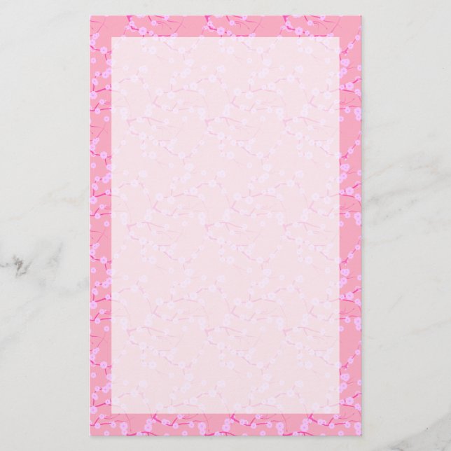 Rosa körsbärsblommor brevpapper (Framsida)