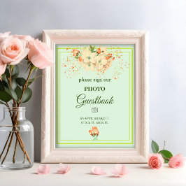 Rosa körsbärsblommor, bröllopsgästbok poster