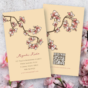 Rosa körsbärsblommor Eleganta blommande vårblommor Visitkort