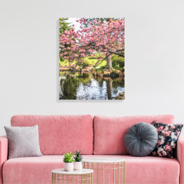 Rosa körsbärsblommor och dammfotografering canvastryck