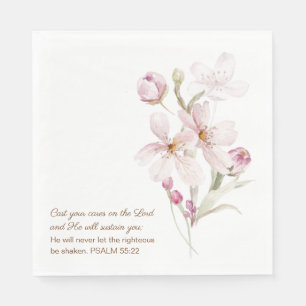 Rosa körsbärsblommor Psalm 55:22 Pappersservett