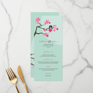 Rosa körsbärsblommor Sakura Kärleksfåglar Bröllop Meny