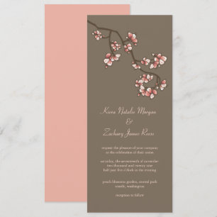 Rosa körsbärsblommor Sakura kinesiskt bröllopsinbj Inbjudningar