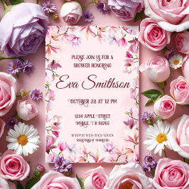 Rosa körsbärsblomsskur inbjudningar