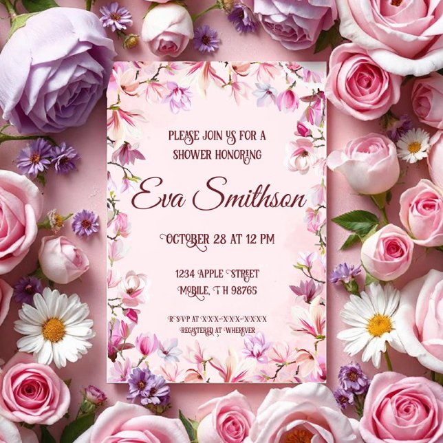 Rosa körsbärsblomsskur inbjudningar (Skapare uppladdad)