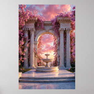 Rosa Körsbärsblomsterfontän Marble Arch Affisch