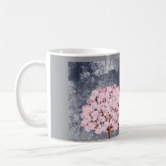 Rosa körsbärsblomstrande kaffemugg estetisk vår