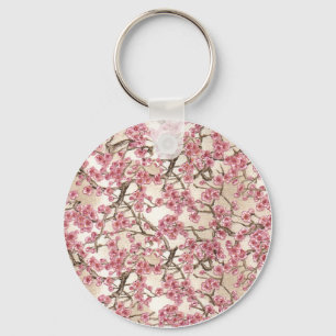 Rosa körsbärsröd blommar nyckelring