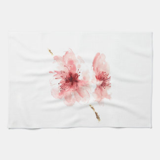 Rosa körsbärsröd blommarvitkökshandduk sakura kökshandduk