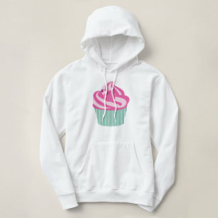 Rosa körsbärsröd muffin med gröna randar tröja