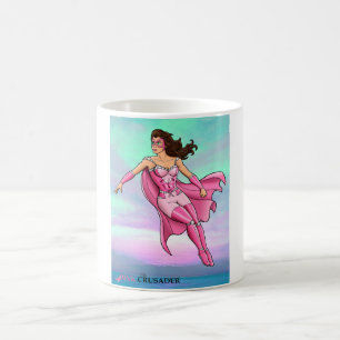 Rosa korsfarare som flyter muggen kaffemugg