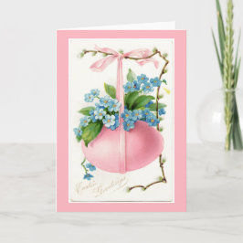 Rosa kort för ägg- och blommapåskhälsning